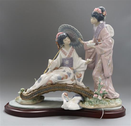 A Lladro porcelain group Springtime in Japan